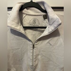Tommy Bahama White Quarter Zip-Up Jacket. Cotton